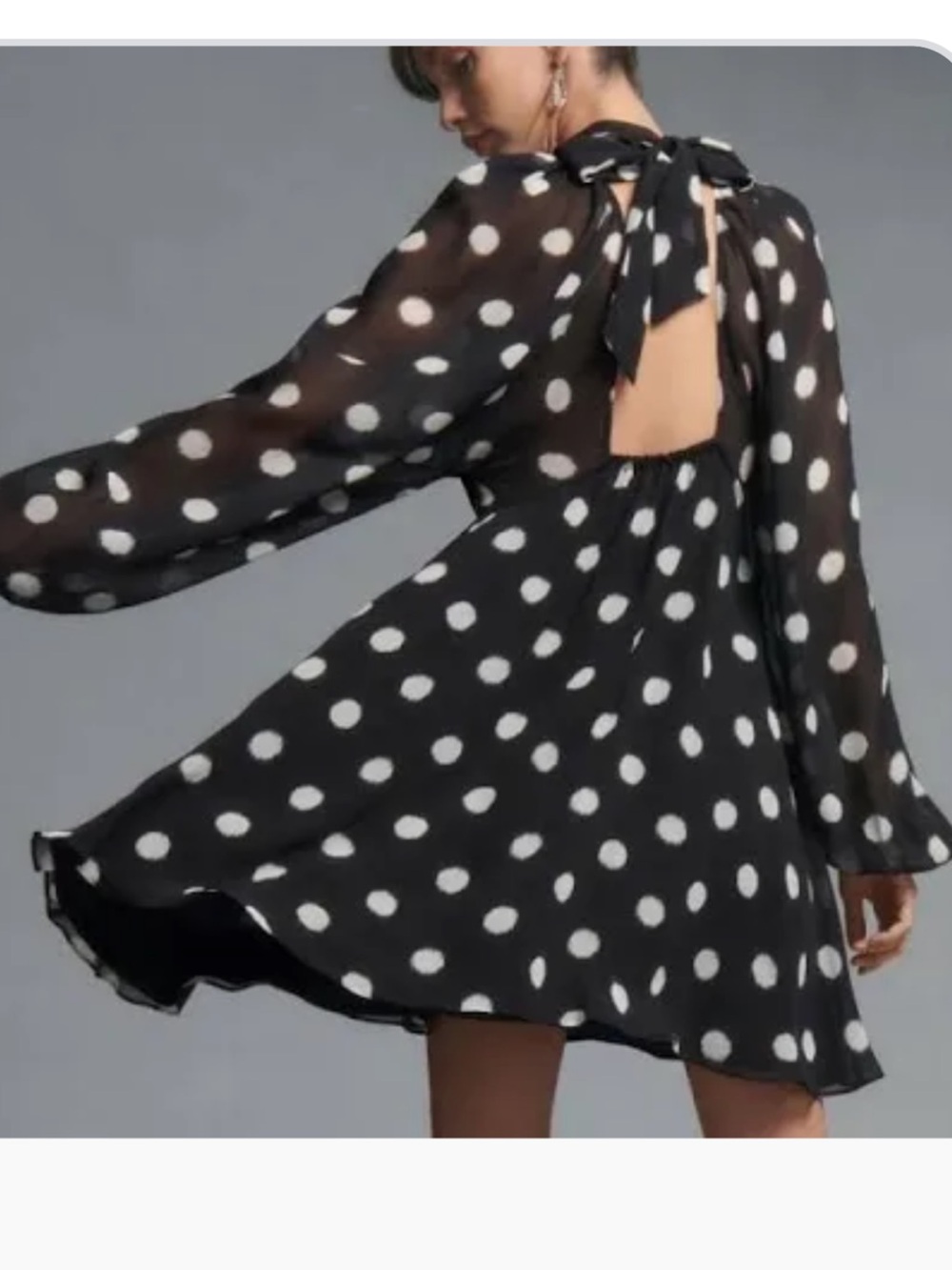 Anthropologie Black and White Polka Dot Mini Dress